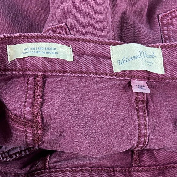 Universal Thread Women's High Waist berry midi Magenta Jean Denim Shorts size 12 - Picture 10 of 11